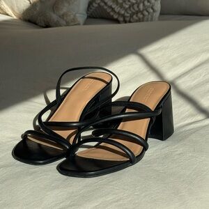 Black Strappy Block Heel